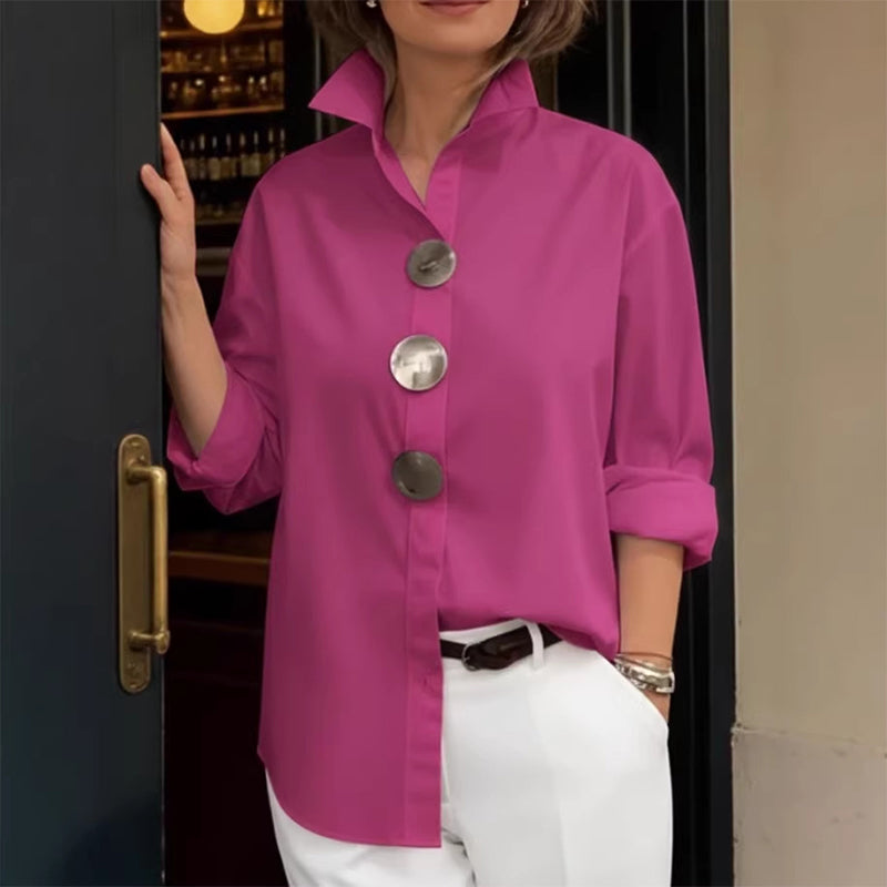 Women’s Oversized Button Stand Collar Shirt