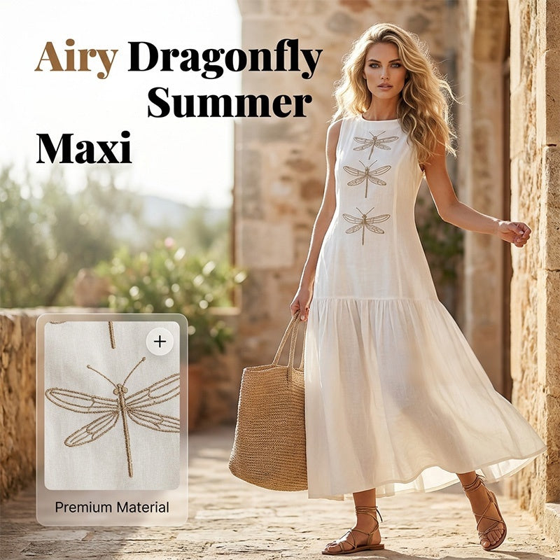 ✨New styles now on sale-Women's Sleeveless Dragonfly Print Loose Fit Dress
