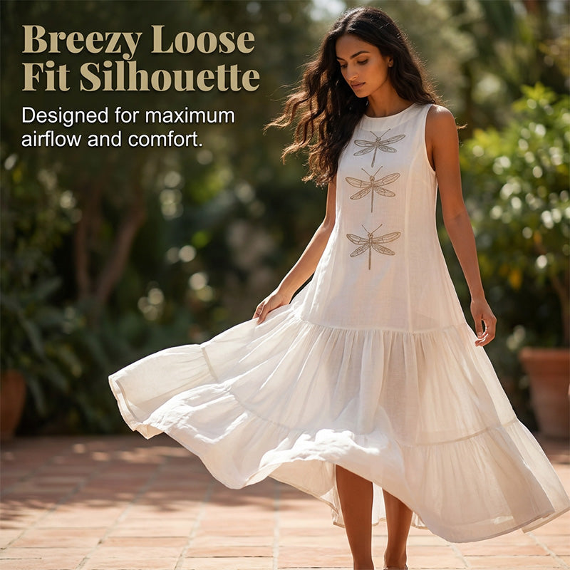 ✨New styles now on sale-Women's Sleeveless Dragonfly Print Loose Fit Dress