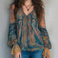 Elegant Bohemian Paisley Ruffled Blouse