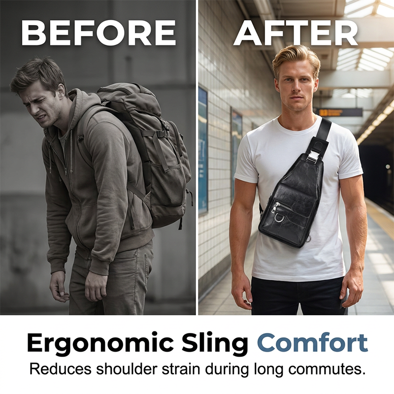 🎒 50% OFF NOW! 🧳 Men's Retro Waterproof Faux Leather Sling Chest Bag – Premium Water-Resistant, Intelligent Storage & Ergonomic Sling Comfort – Daily Commute Essential ✨