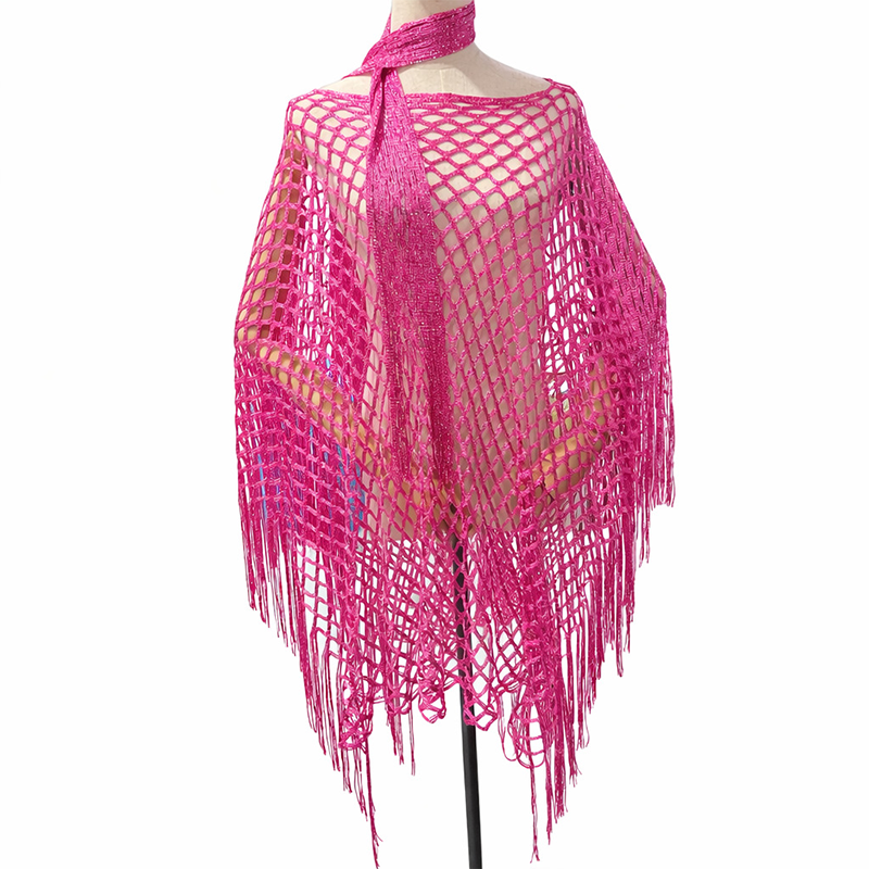 Women’s Hollow-Out Fishnet Tassel Poncho