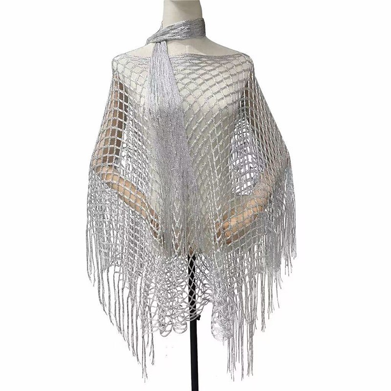 Women’s Hollow-Out Fishnet Tassel Poncho
