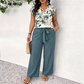 Casual Printed Wide-Leg Jumpsuit with Belt for Women