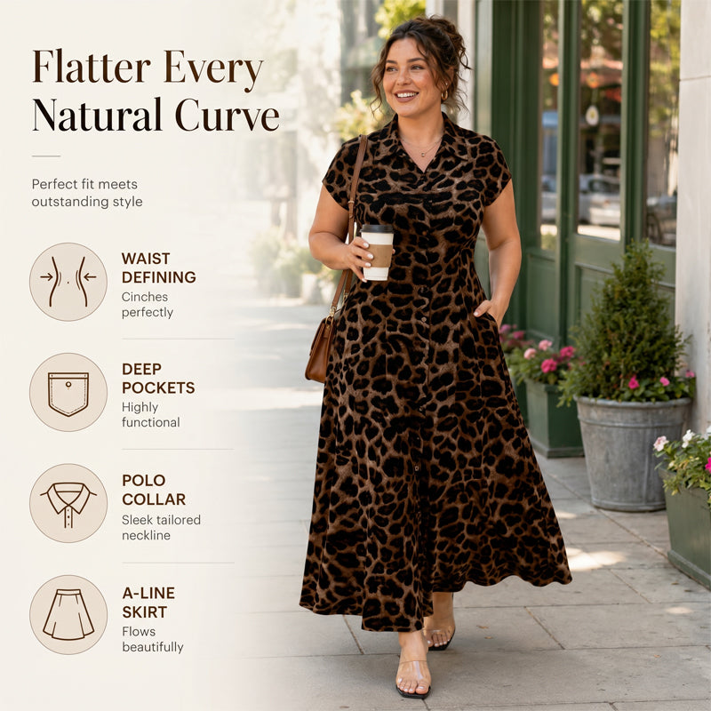 👗 LIMITED-TIME 50% OFF! 💥 Women's Elegant Leopard Print Lapel Dress – Chic, Flattering, Statement Style ✨