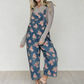 Women’s Vintage Floral Print Denim Overalls