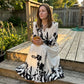 🌸 LIMITED-TIME 50% OFF! 💥 Women's Elegant Floral Printed Maxi Dress – V-Neck Tie, Cinched Waist, Ruffled Sleeves ✨