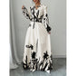 🌸 LIMITED-TIME 50% OFF! 💥 Women's Elegant Floral Printed Maxi Dress – V-Neck Tie, Cinched Waist, Ruffled Sleeves ✨