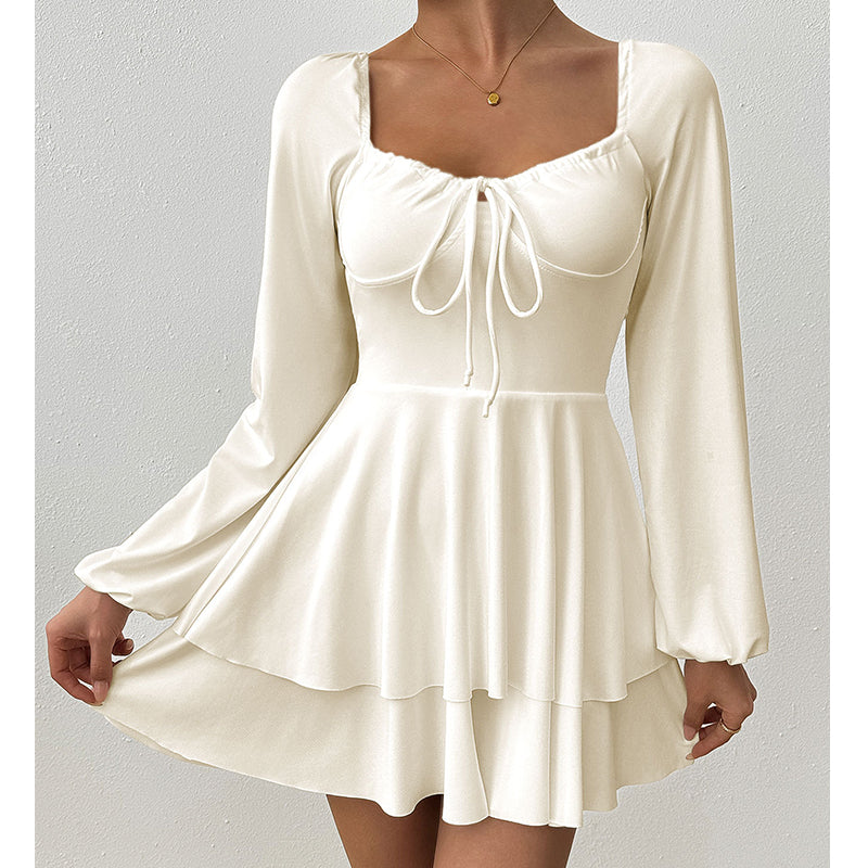 👗 LIMITED-TIME 50% OFF! 💥 Women's Sweetheart Neckline Skort Dress – Built-in Shorts, Open Back, Tiered Ruffle ✨