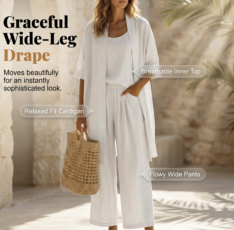 🔥Women's Three-Piece Linen Set🌿