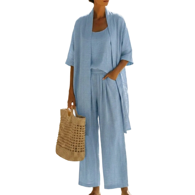 🔥Women's Three-Piece Linen Set🌿