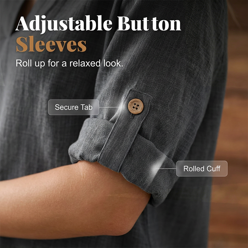 Women's Casual Loose Fit V-Neck Blouse