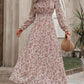 LUNE Ladies' Vacation Style Ditsy Floral Print Waist-Cinching Maxi Dress