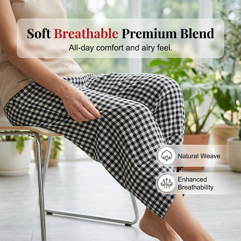 Women’s Casual Plaid Patchwork Ankle Length Pants