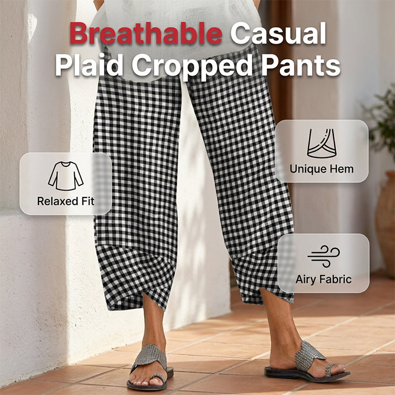 Women’s Casual Plaid Patchwork Ankle Length Pants