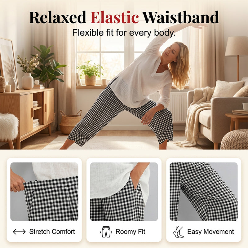 Women’s Casual Plaid Patchwork Ankle Length Pants