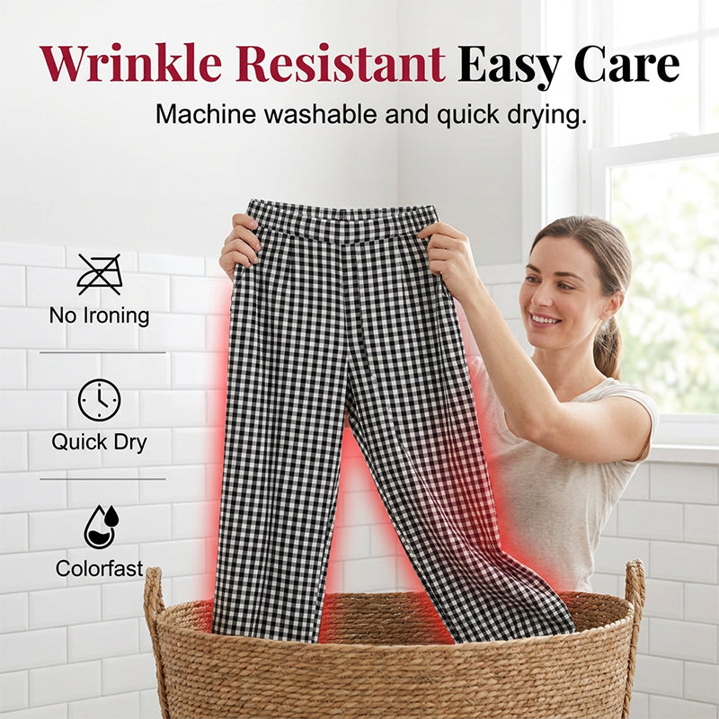 Women’s Casual Plaid Patchwork Ankle Length Pants
