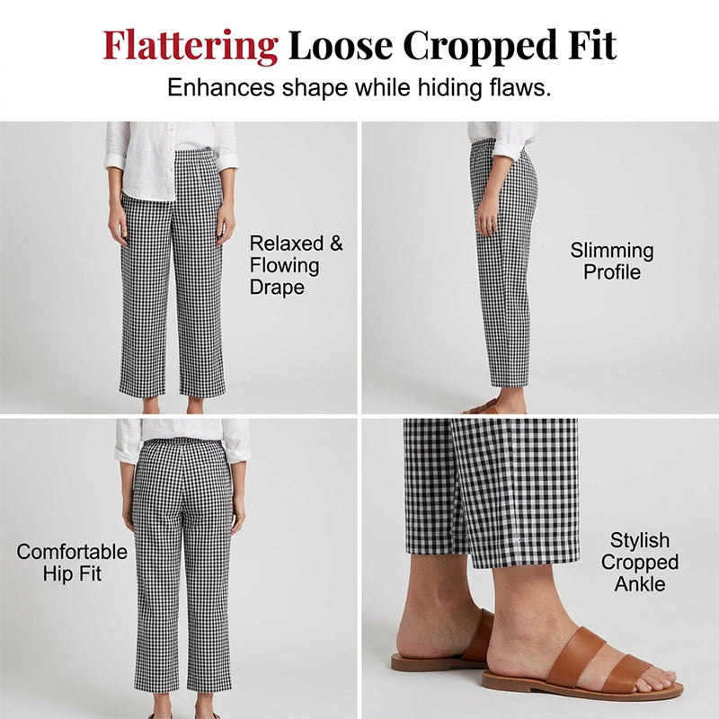 Women’s Casual Plaid Patchwork Ankle Length Pants