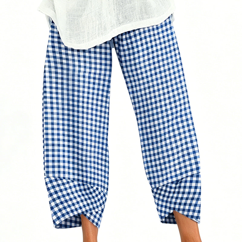 Women’s Casual Plaid Patchwork Ankle Length Pants