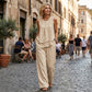 Women's Asymmetric Top & Wide-Leg Pants Set