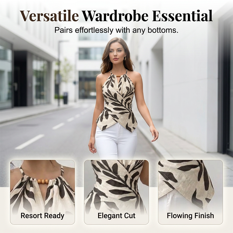 ⌛Limited-Time Offer-Women's Halter Neck Printed Top Sleeveless