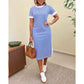 Women's Striped Short Sleeve Midi Dress