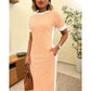 Women's Striped Short Sleeve Midi Dress