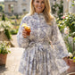 Elegant High-Neck Lantern Sleeve A-Line Mini Dress