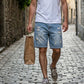 Men’s Ripped Distressed Denim Shorts