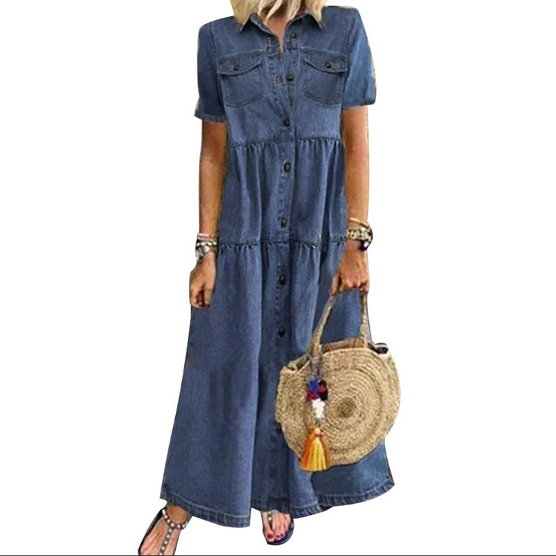 👗Limited-time offer✨Women's Vintage Denim Maxi Dress – Effortless Everyday Chic🔥