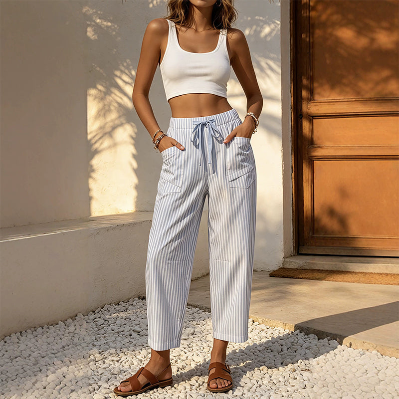 Women's Striped Cropped Lounge Pants
