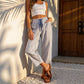 Women's Striped Cropped Lounge Pants