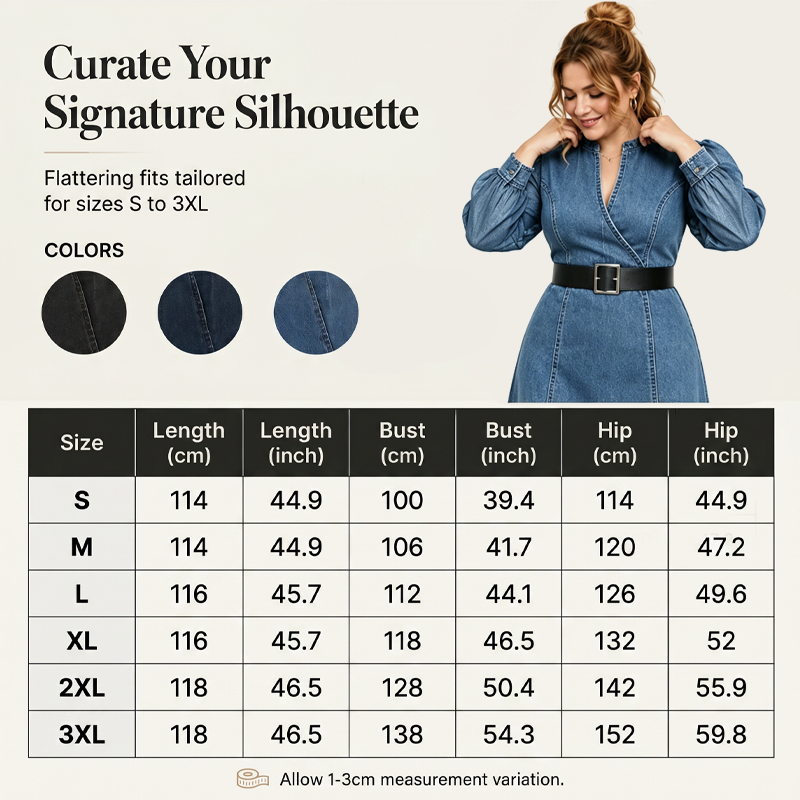 👗Slim Fit Stand Collar Denim Midi Dress– Elegant Everyday Chic✨Free Shipping