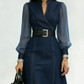 👗Slim Fit Stand Collar Denim Midi Dress– Elegant Everyday Chic✨Free Shipping