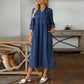 👗Women's Plus Size Button-Up Denim Maxi Dress– Flattering Everyday Curve Fit✨