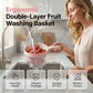 Double-Layer Fruit Washing Basket with Handle and Pour Spout