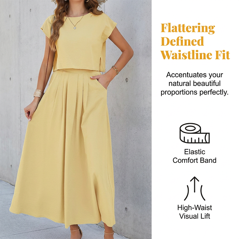 🌸New Arrivals & Best Sellers-Women's Casual Solid Color Top and Skirt Set