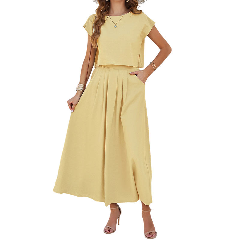 🌸New Arrivals & Best Sellers-Women's Casual Solid Color Top and Skirt Set