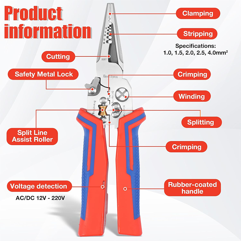 8-in-1 Electrician Wire Stripper with Voltage Tester