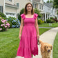 Women's Square Neck Ruffle Sleeve Smocked Dress