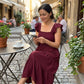 Women's Square Neck Ruffle Sleeve Smocked Dress