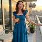 Women's Square Neck Ruffle Sleeve Smocked Dress