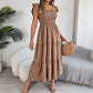 Women's Square Neck Ruffle Sleeve Smocked Dress