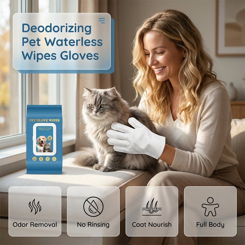Nourishing Pet Waterless Wipes Shea Butter and Jojoba Oil Pet Gloves