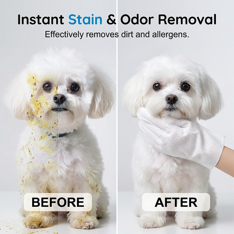Nourishing Pet Waterless Wipes Shea Butter and Jojoba Oil Pet Gloves