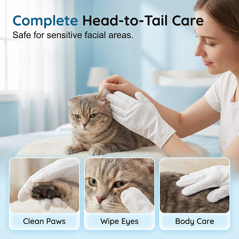Nourishing Pet Waterless Wipes Shea Butter and Jojoba Oil Pet Gloves