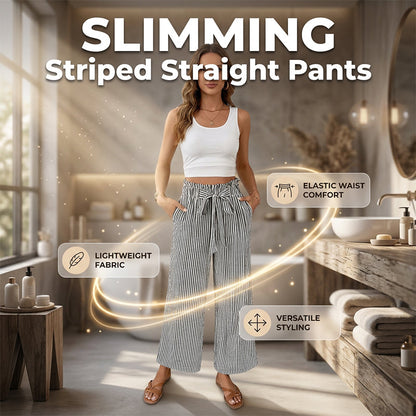 Women’s Striped High-Waisted Wide-Leg Pants