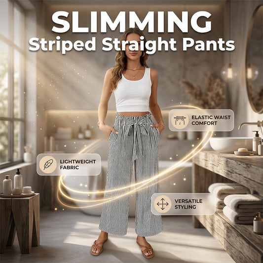 Women’s Striped High-Waisted Wide-Leg Pants