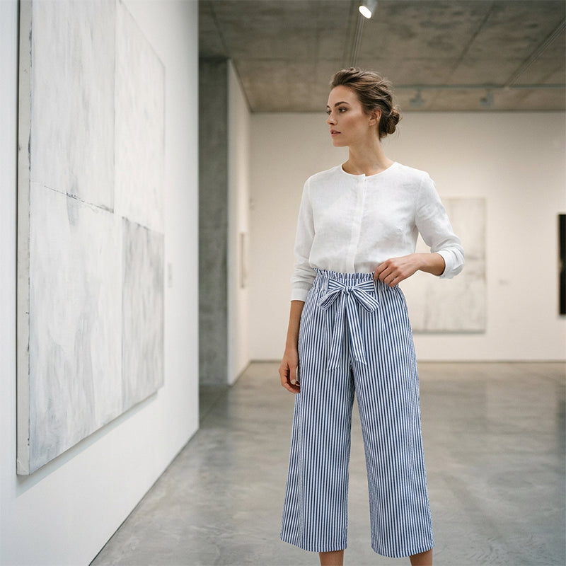Women’s Striped High-Waisted Wide-Leg Pants