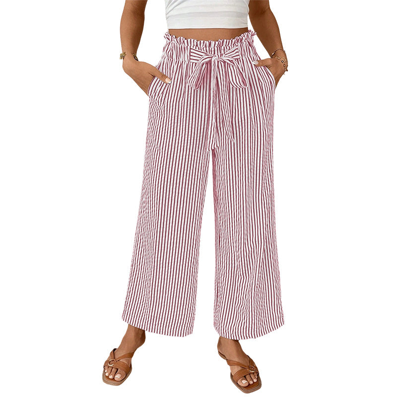 Women’s Striped High-Waisted Wide-Leg Pants